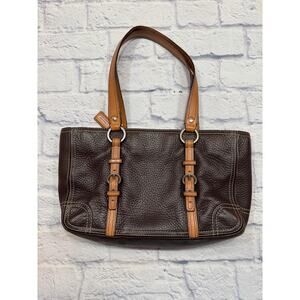 COACH Chelsea Brown Pebbled Leather with tan Handles F0851-F12339 Clean
